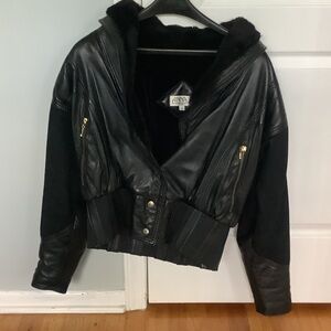 Anna Z Milano Black Leather Jacket with Gold Accents